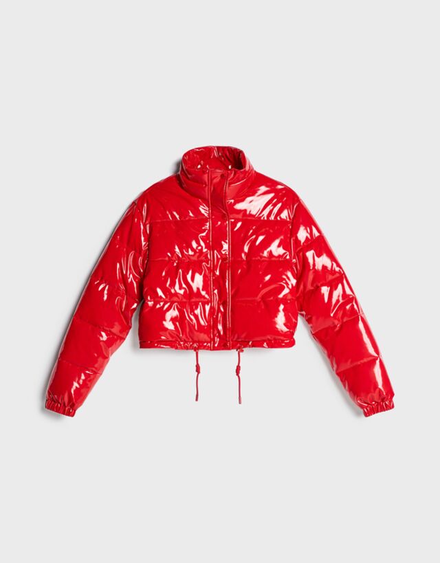 bershka red leather jacket