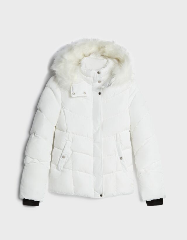 bershka white puffer coat