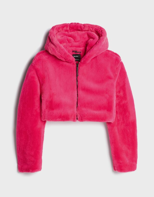 teddy jacket bershka