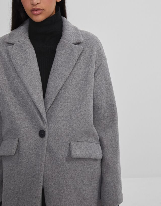 bershka drop shoulder coat