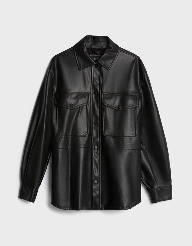 bershka leather shirt