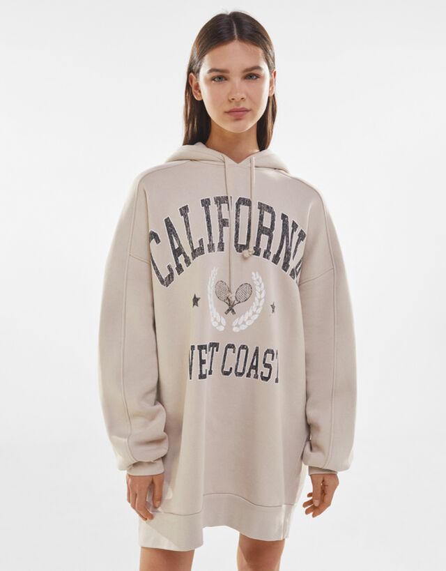 Printed hoodie dress - Dresses - Woman 