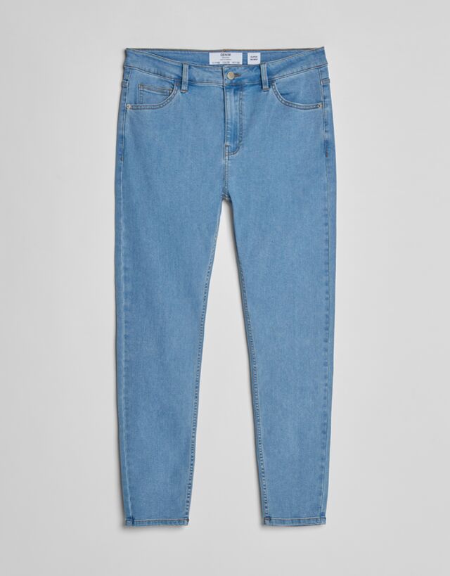 Bershka super skinny fit jeans in dark blue | MILANSTYLE.COM