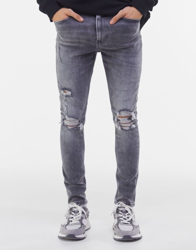 super skinny ripped black jeans mens