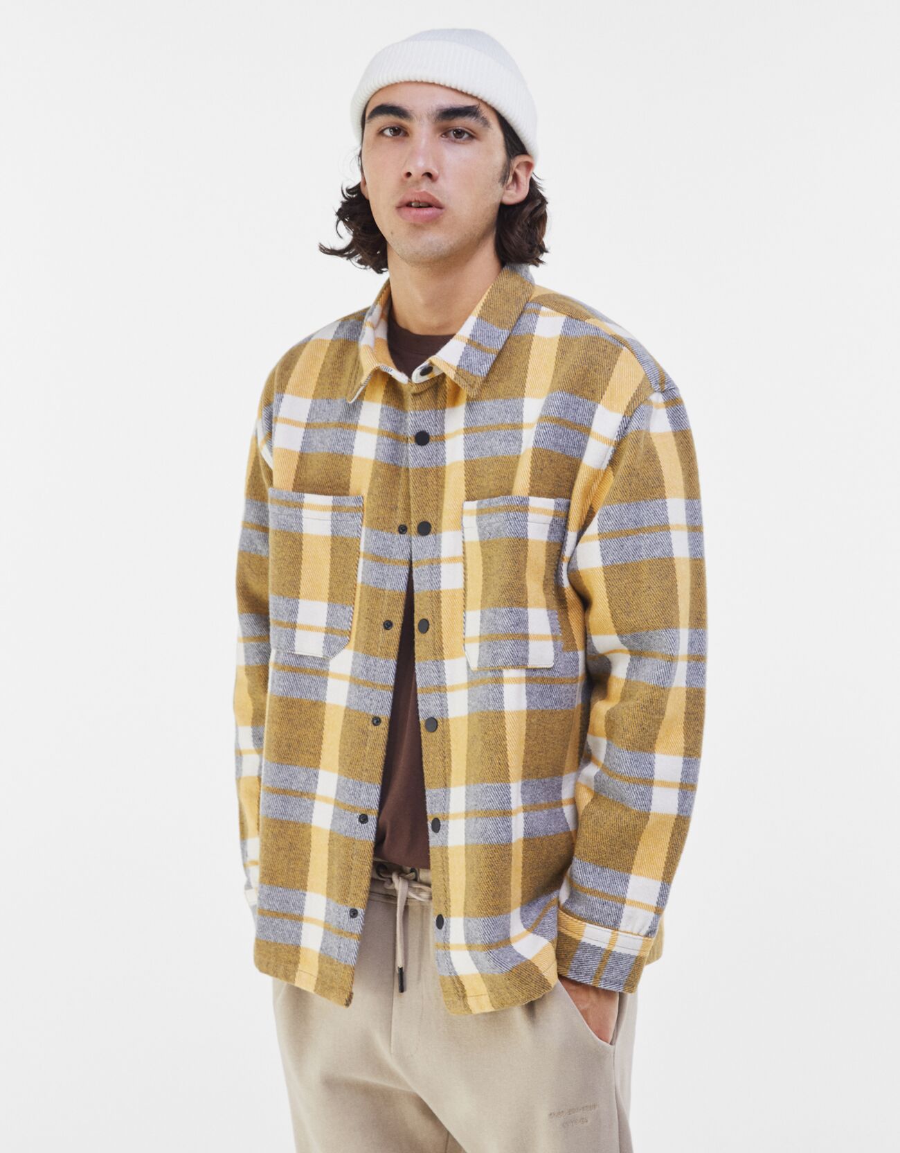Giacca Camicia A Quadri Uomo Bershka