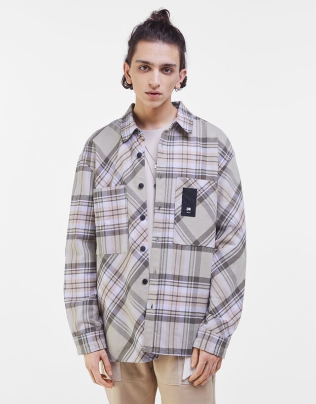 ハティック チェック シャツジャケット メンズ Bershka ハティック チェック シャツジャケット メンズ Bershka