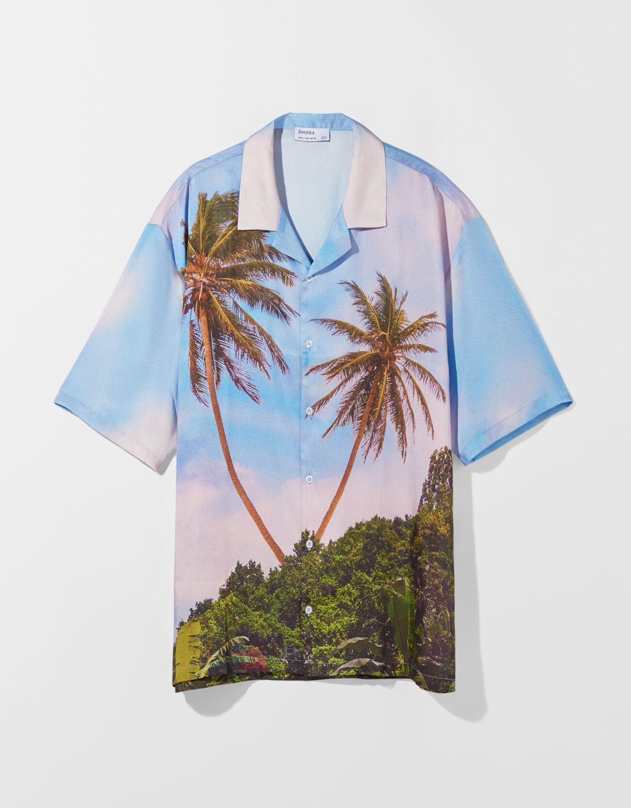 Bershka Kısa kollu desenli relaxed fit saten gömlek 4 Bershka Kısa kollu desenli relaxed fit saten gömlek 5