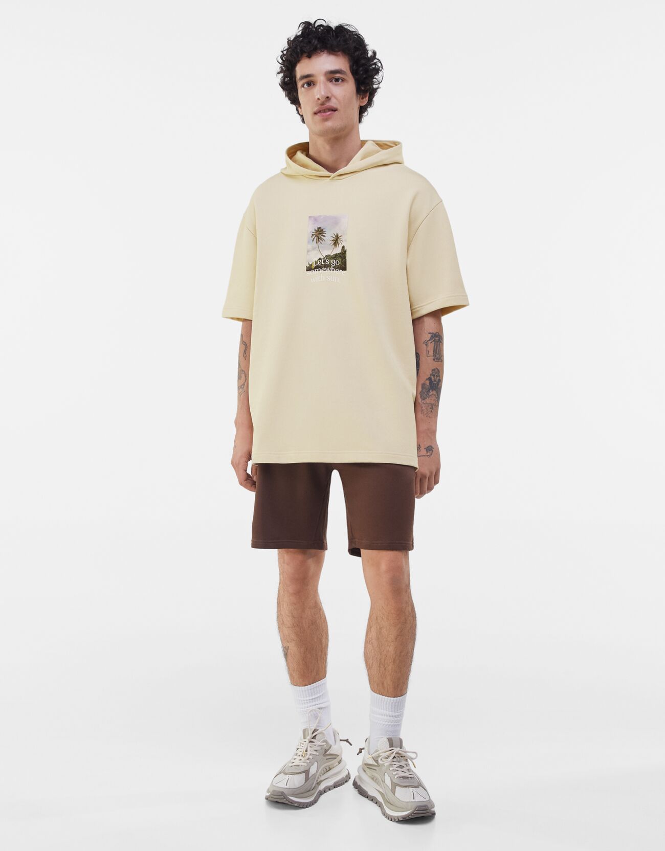 Bershka Baskılı pamuklu kapüşonlu t-shirt 6 Bershka Baskılı pamuklu kapüşonlu t-shirt 7