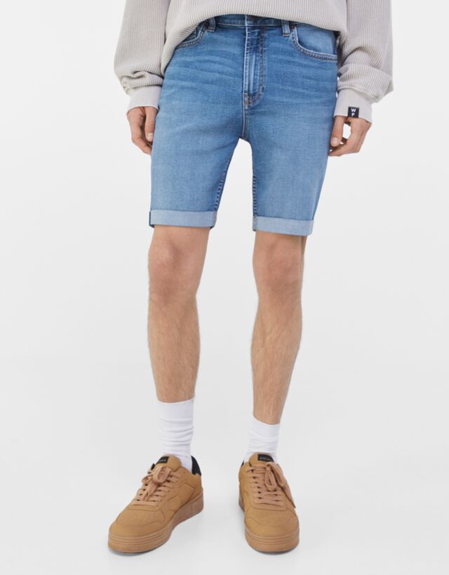 スーパースキニー デニムバミューダパンツ メンズ Bershka スーパースキニー デニムバミューダパンツ メンズ Bershka