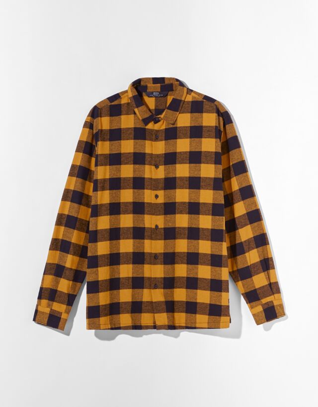 Camicia A Quadri A Maniche Lunghe Camicie Uomo Bershka