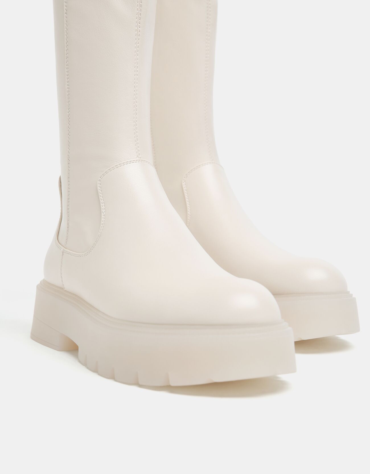 platform ankle boots with translucent sole
