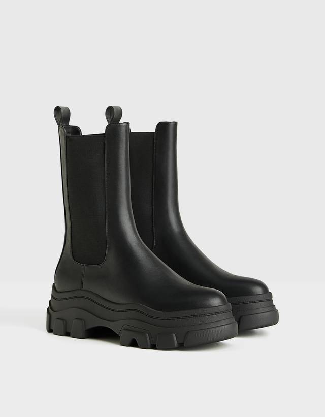 bershka platform ankle boots with track sole