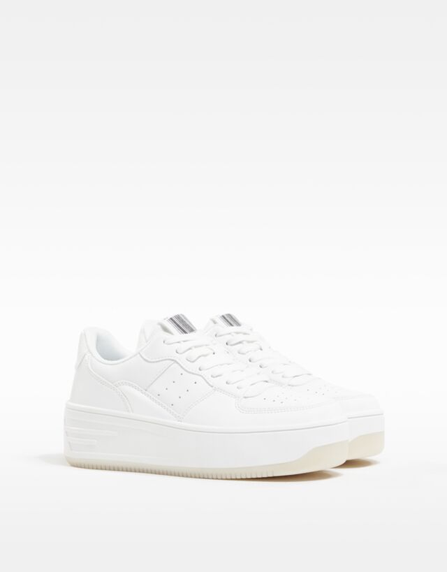 bershka monochrome platform trainers