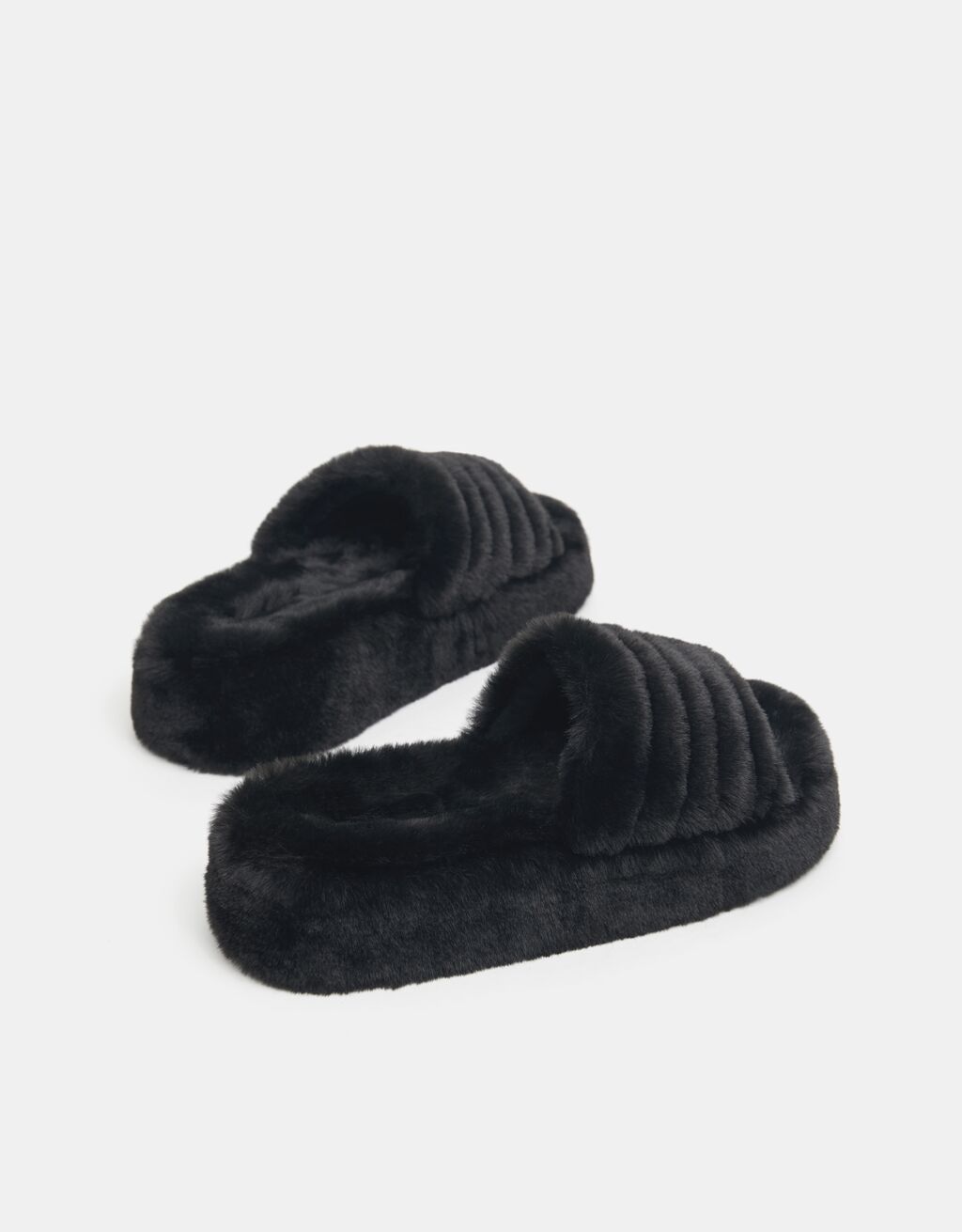 sandale fourrure noir