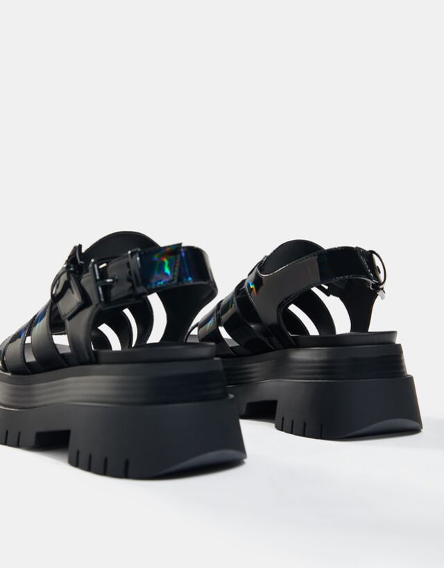 iridescent platform sandals