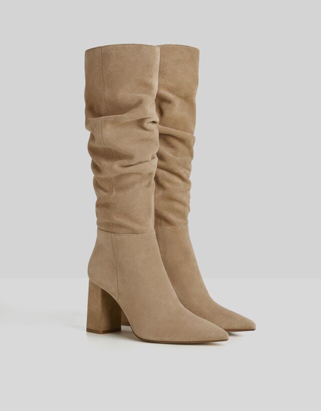 Bershka leather slouch boots