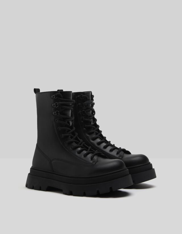 Lace Up Boots With Track Soles Man Bershka