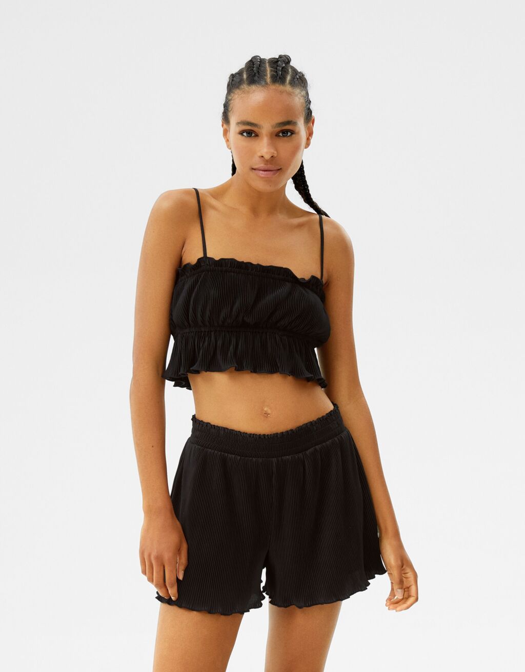 Pleated top and shorts set