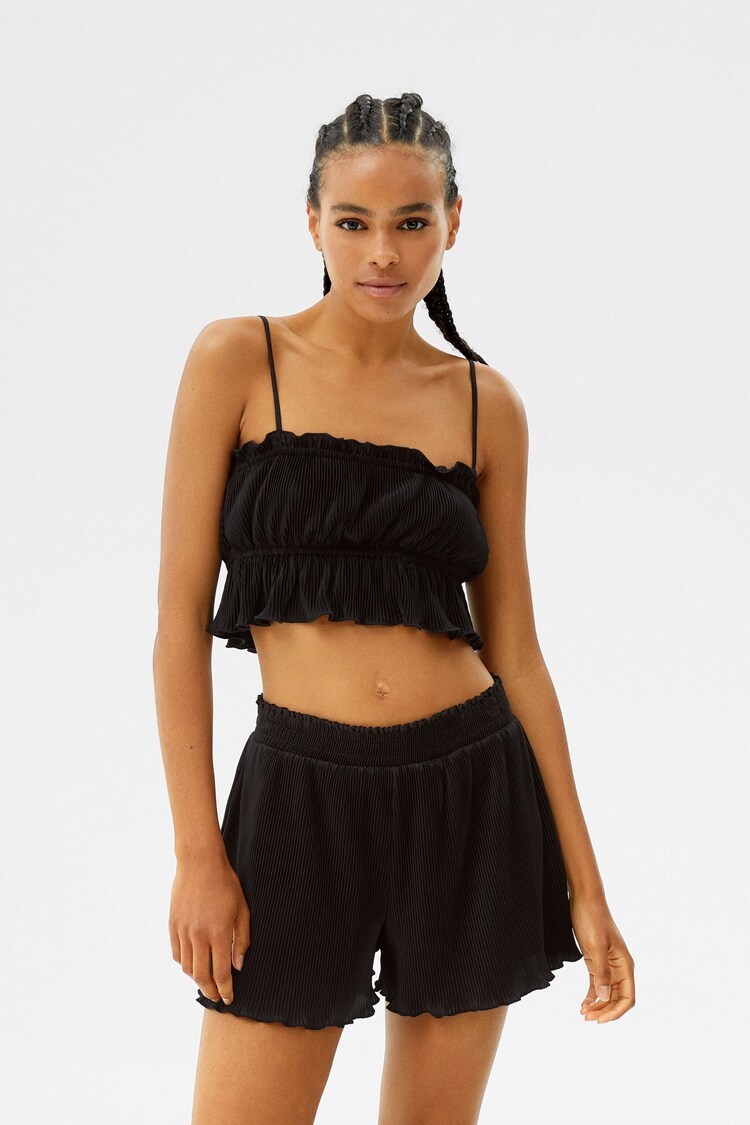 Pleated top and shorts set