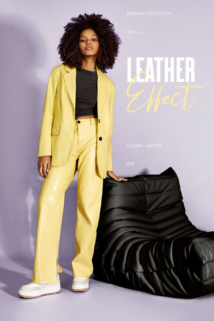Faux leather blazer and trousers set
