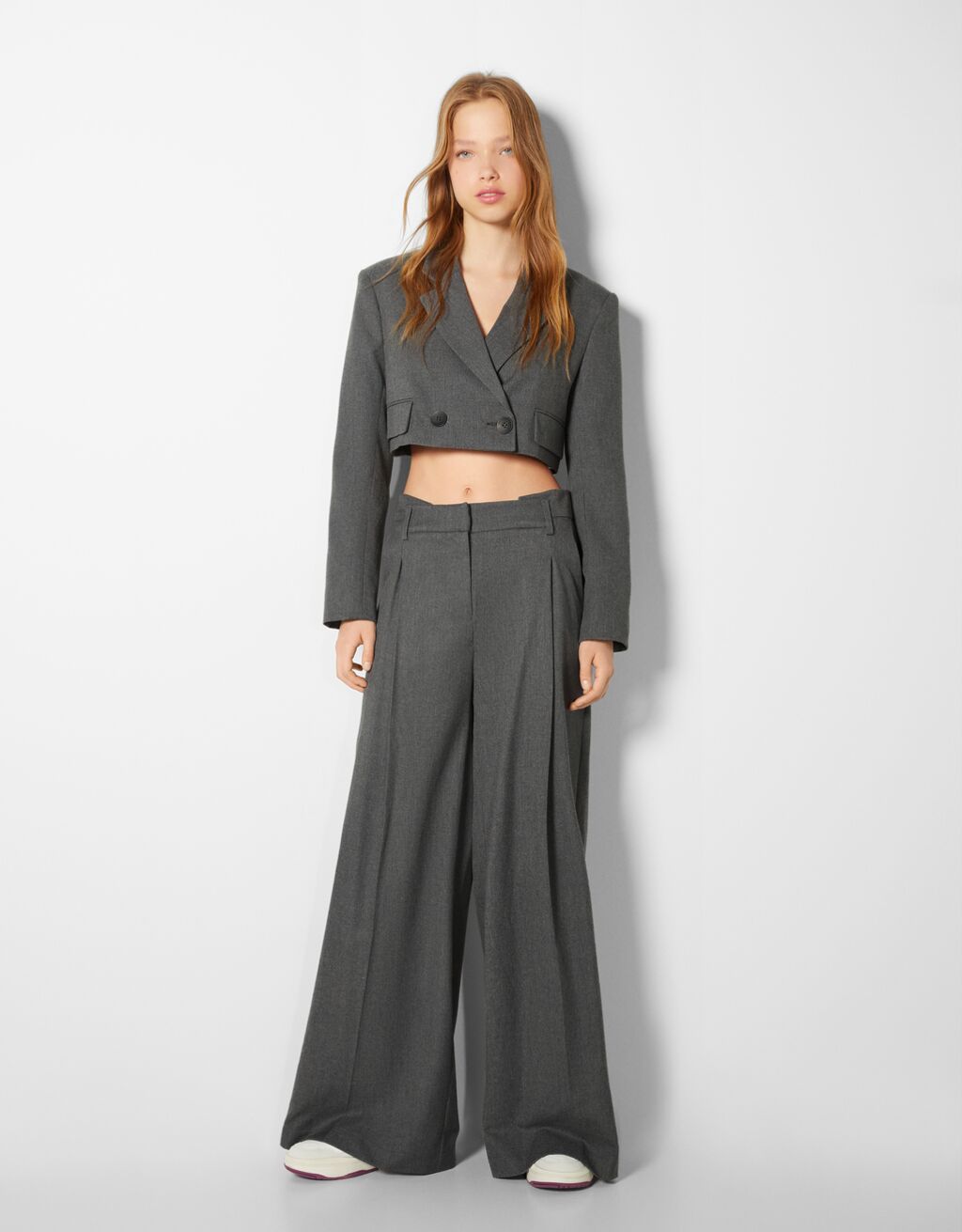 Cropped blazer and trousers set