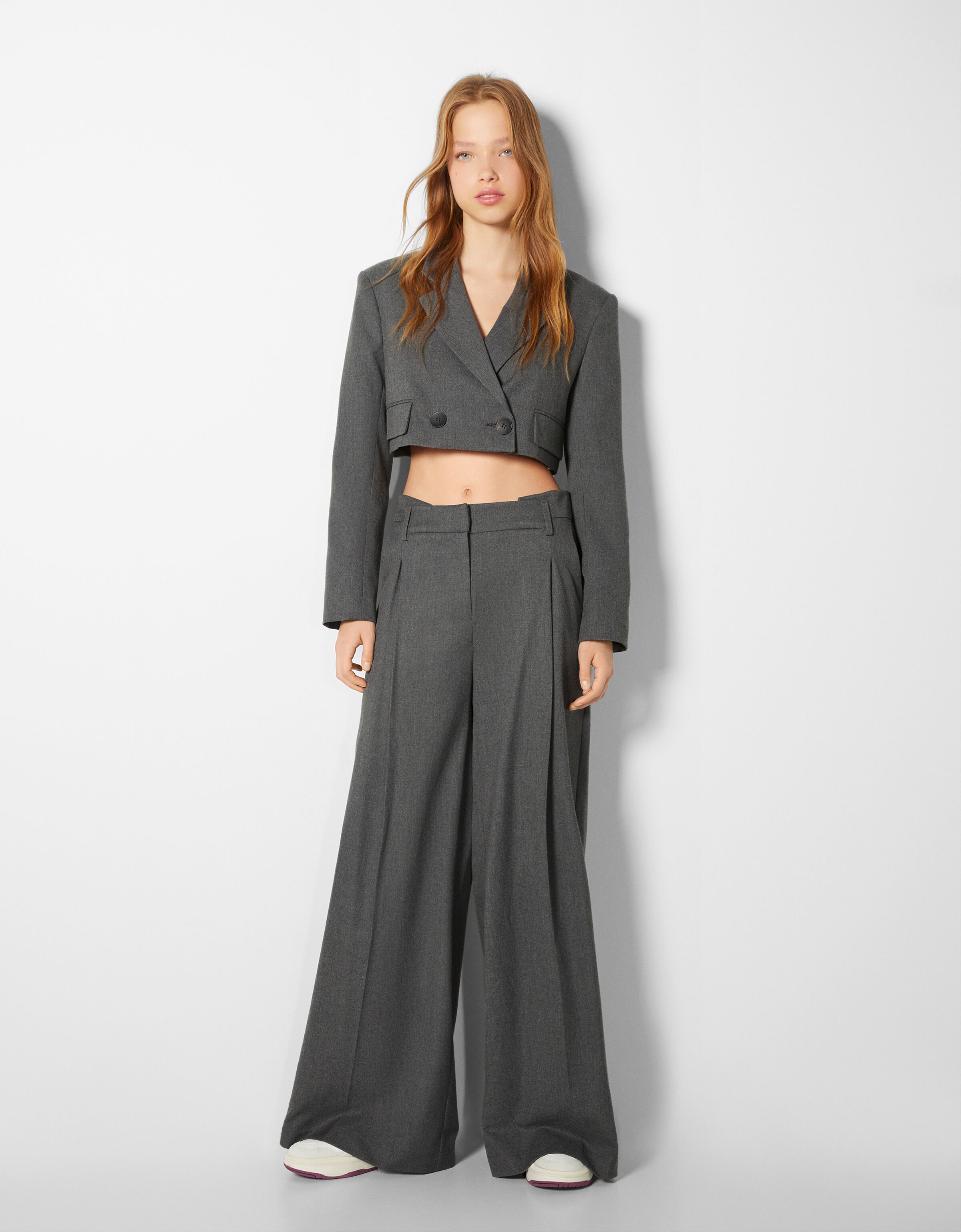 crop top blazer set