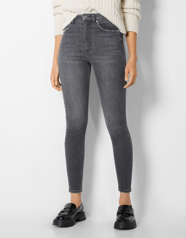 bershka super high rise cropped