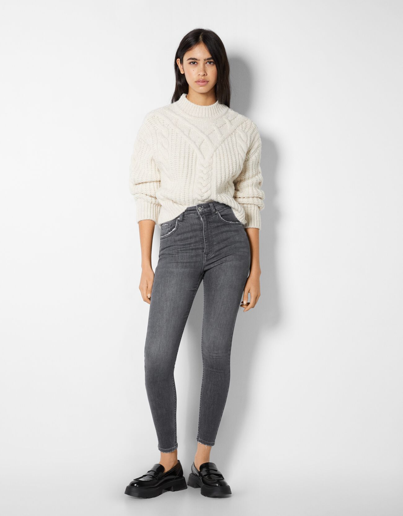 bershka super high rise cropped