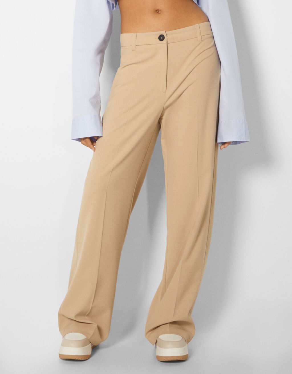 מכנסי Wide-leg עם לולאות חגורה