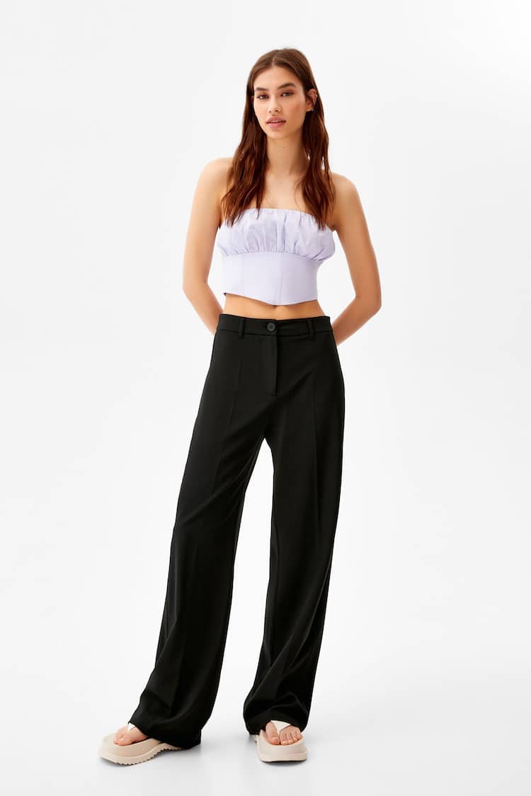 Wide-leg trousers with belt loops
