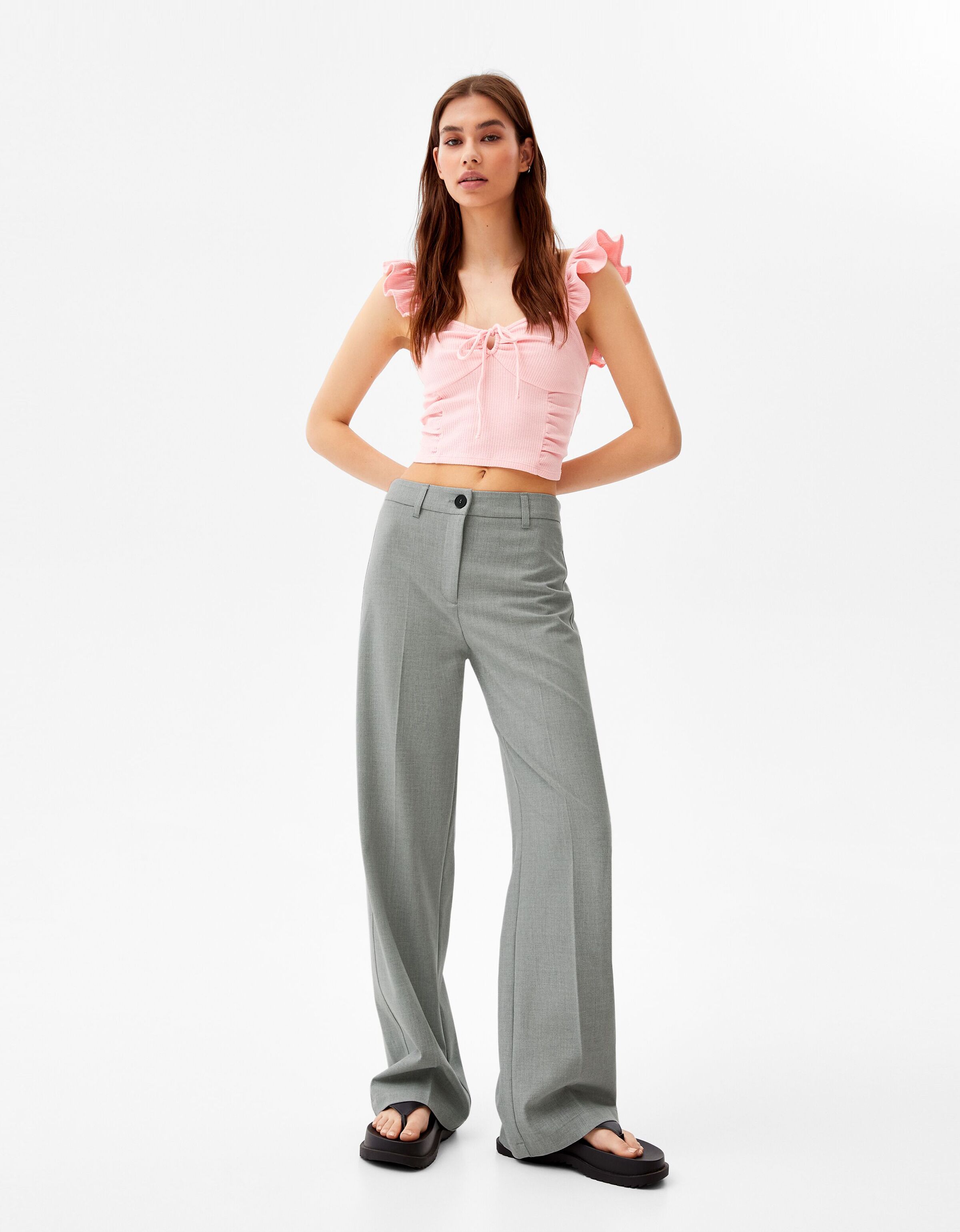 Wide-leg trousers with belt loops 