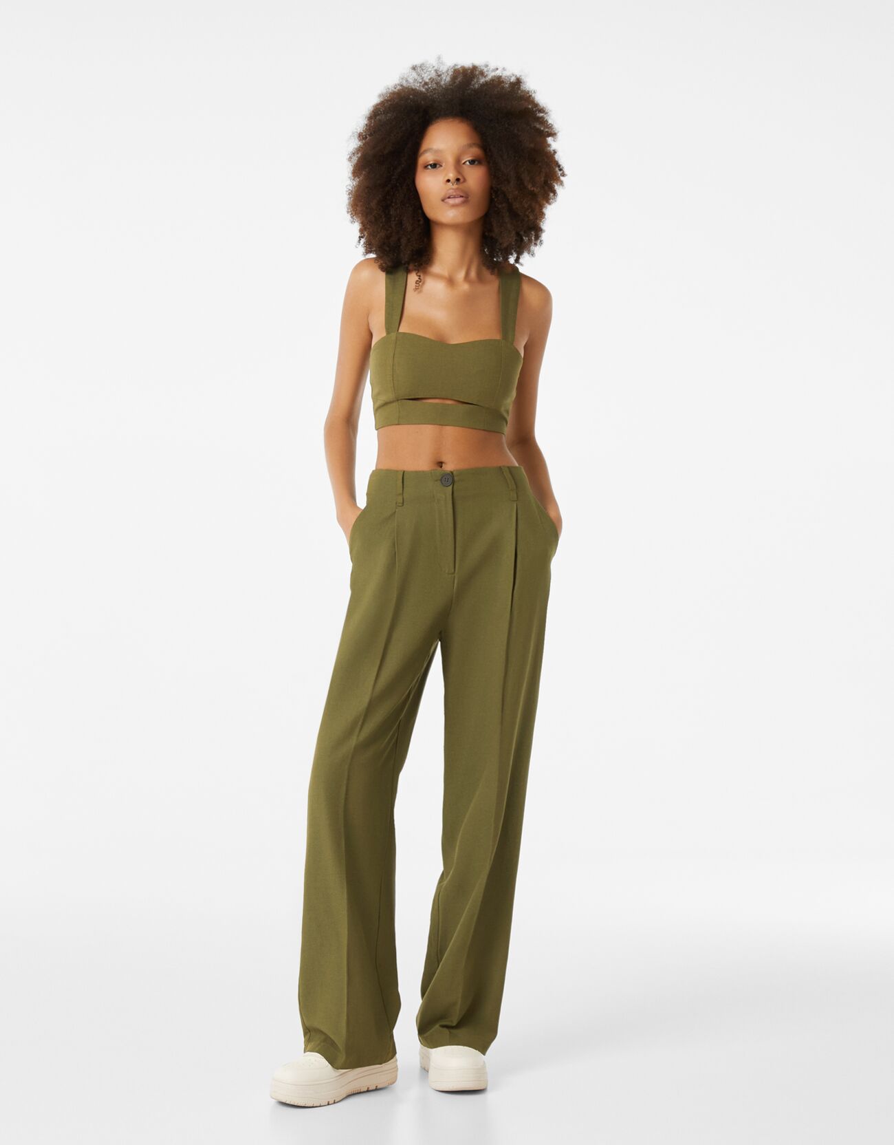 wide leg slinky trousers