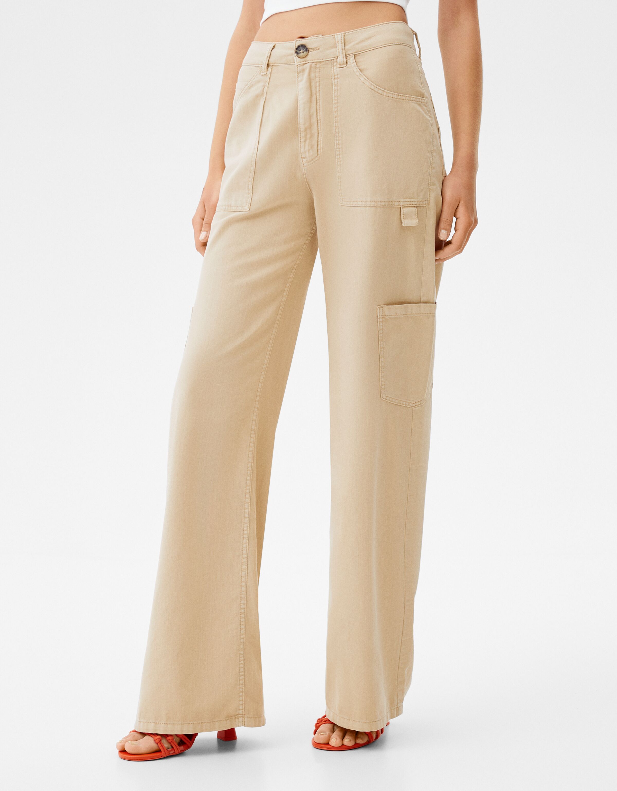 Twill cargo trousers - Trousers - Woman 