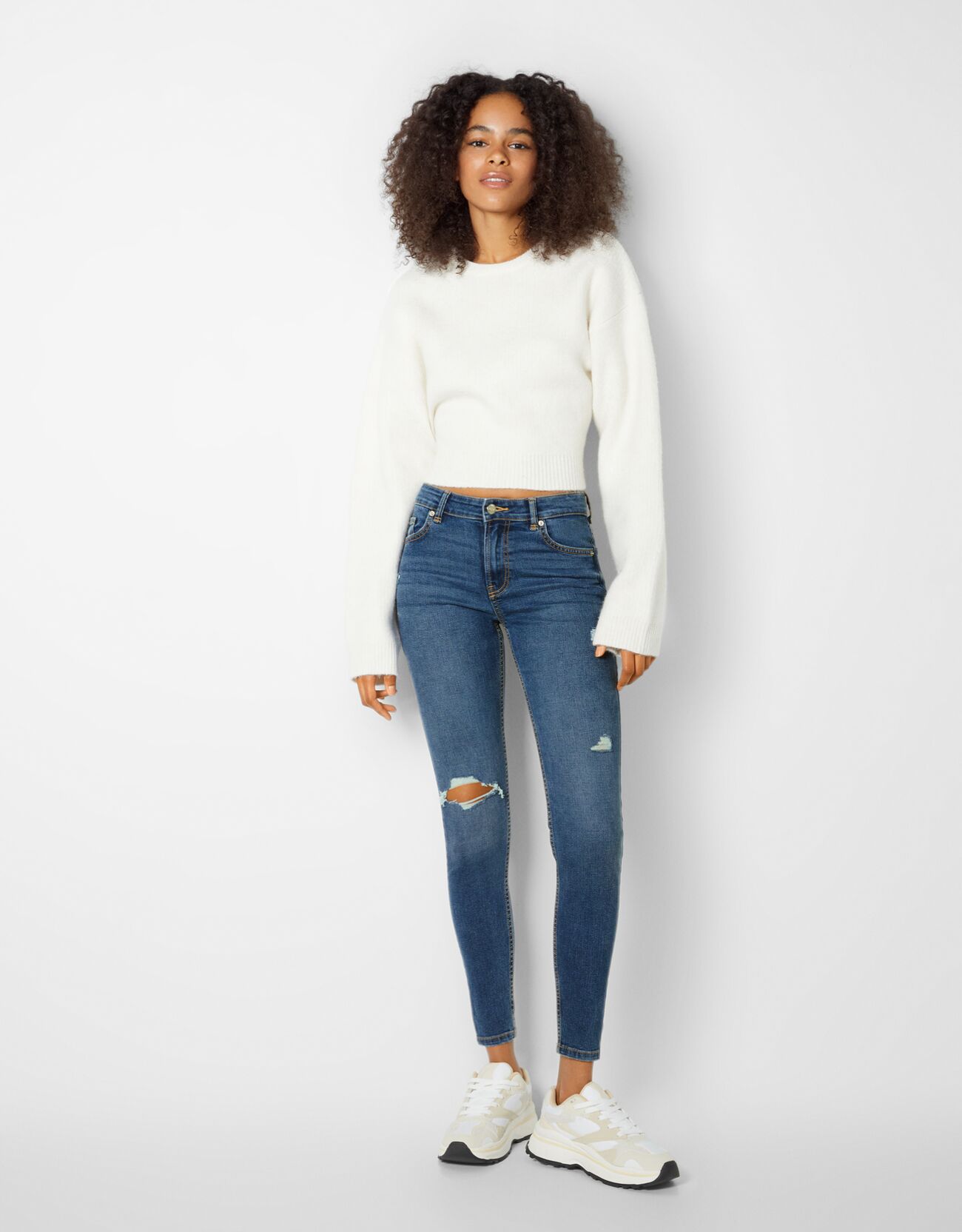 Jeans skinny waist - Denim - Mujer | Bershka