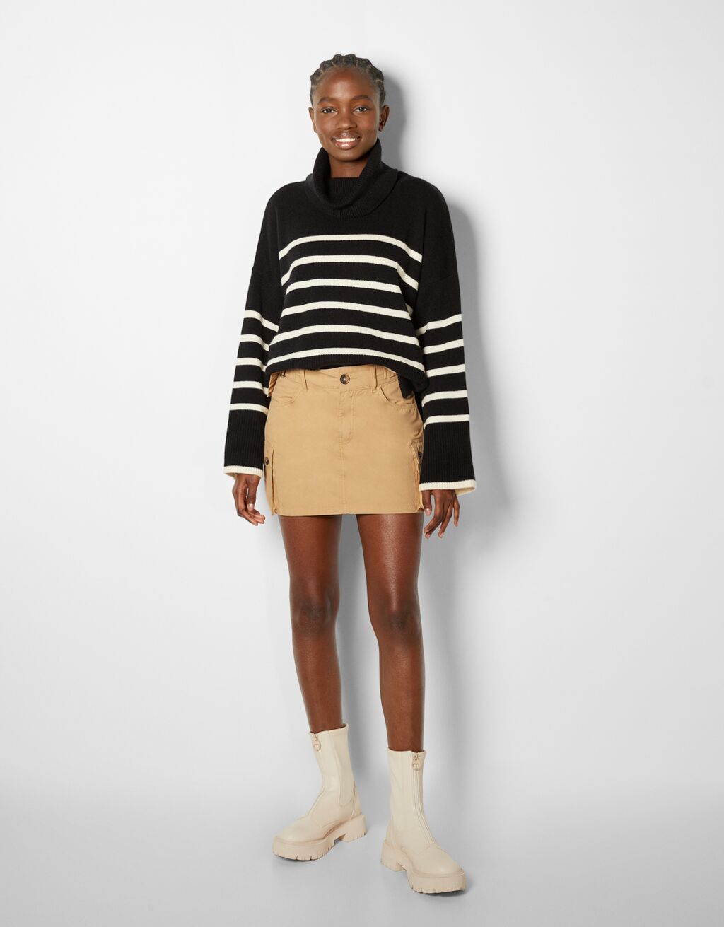 Poplin cargo mini skirt
