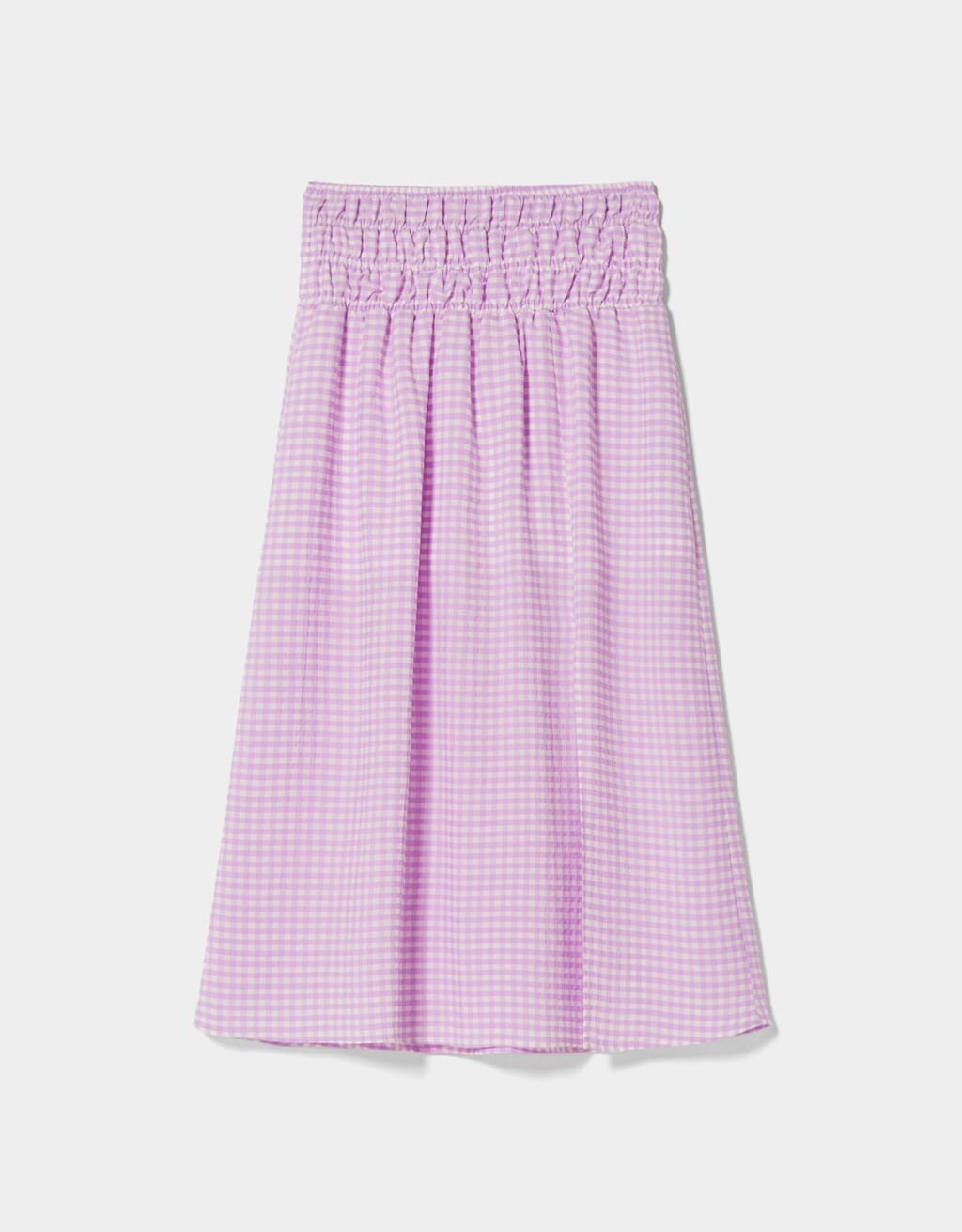 Gingham midi skirt with an elastic waistband