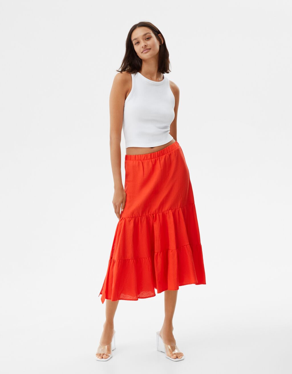 Rustic fabric midi skirt