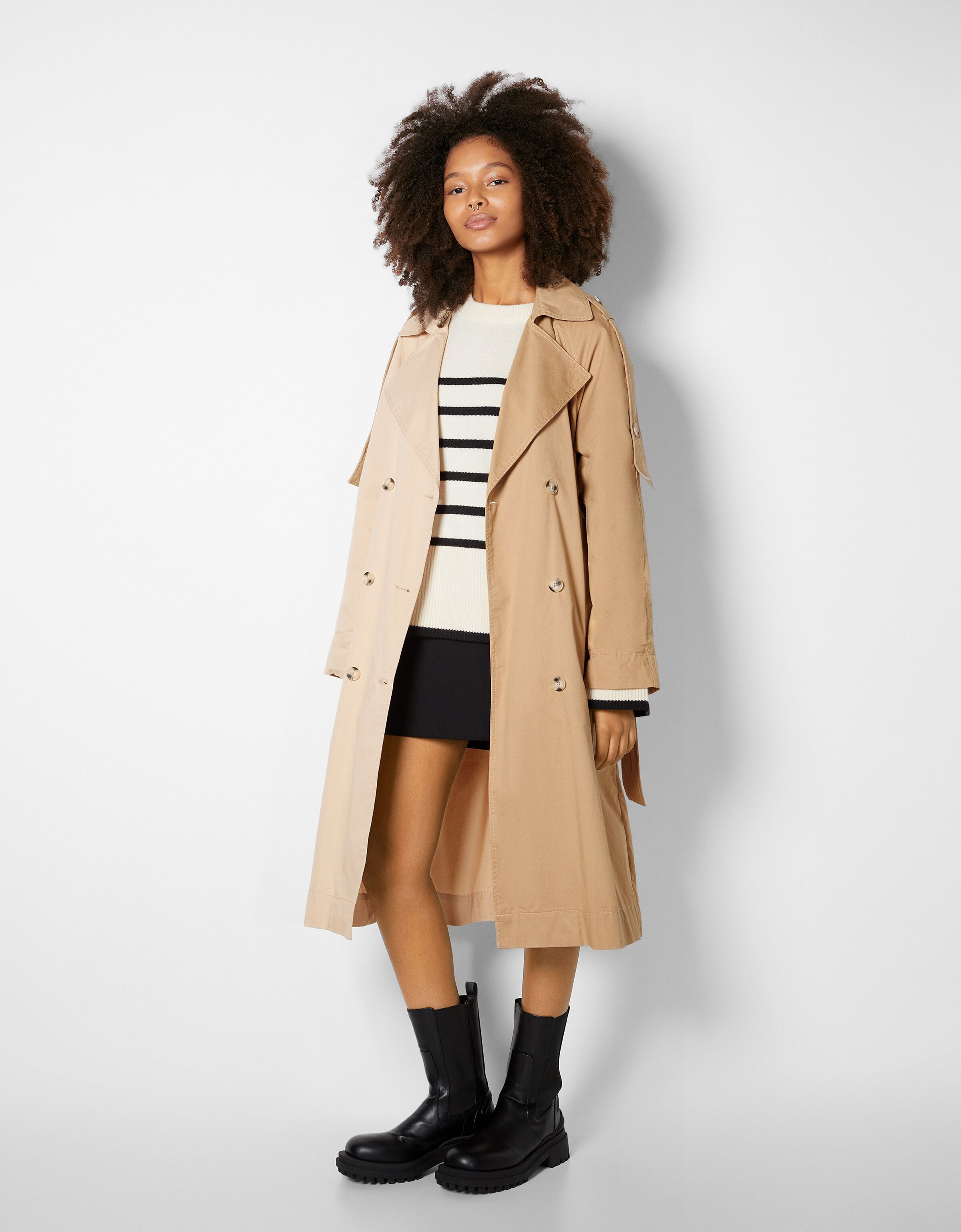 trench coat with contrast colour