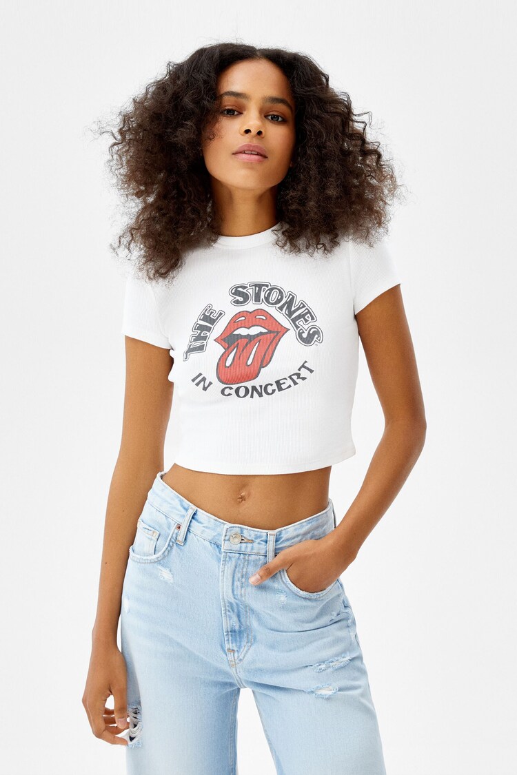 Stulpelių rašto marškinėliai trumpomis rankovėmis „Rolling Stones“