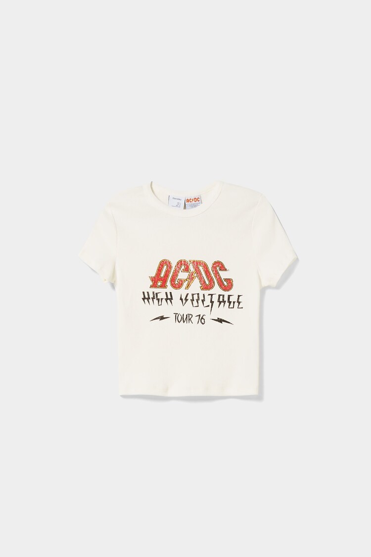 Kortärmad ribbad AC/DC t-shirt