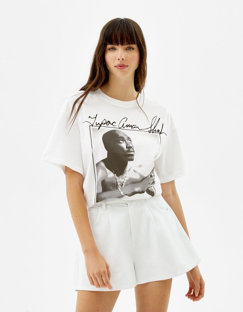 T-shirt met korte mouw en Tupac-print