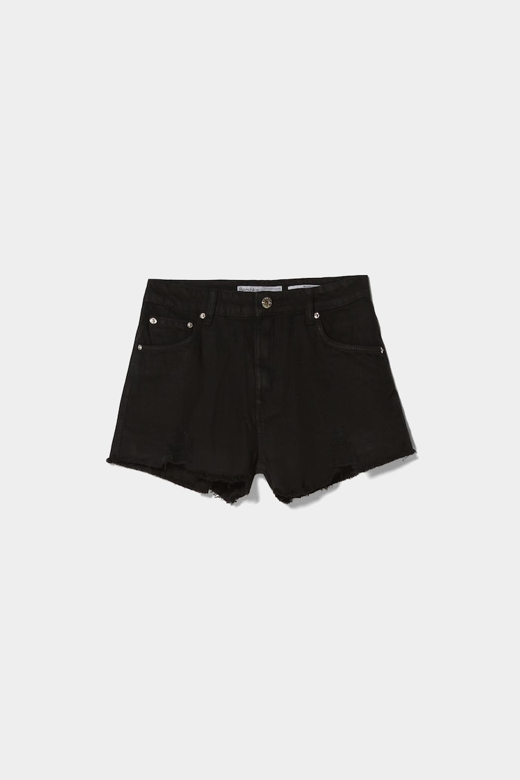 Ripped twill shorts