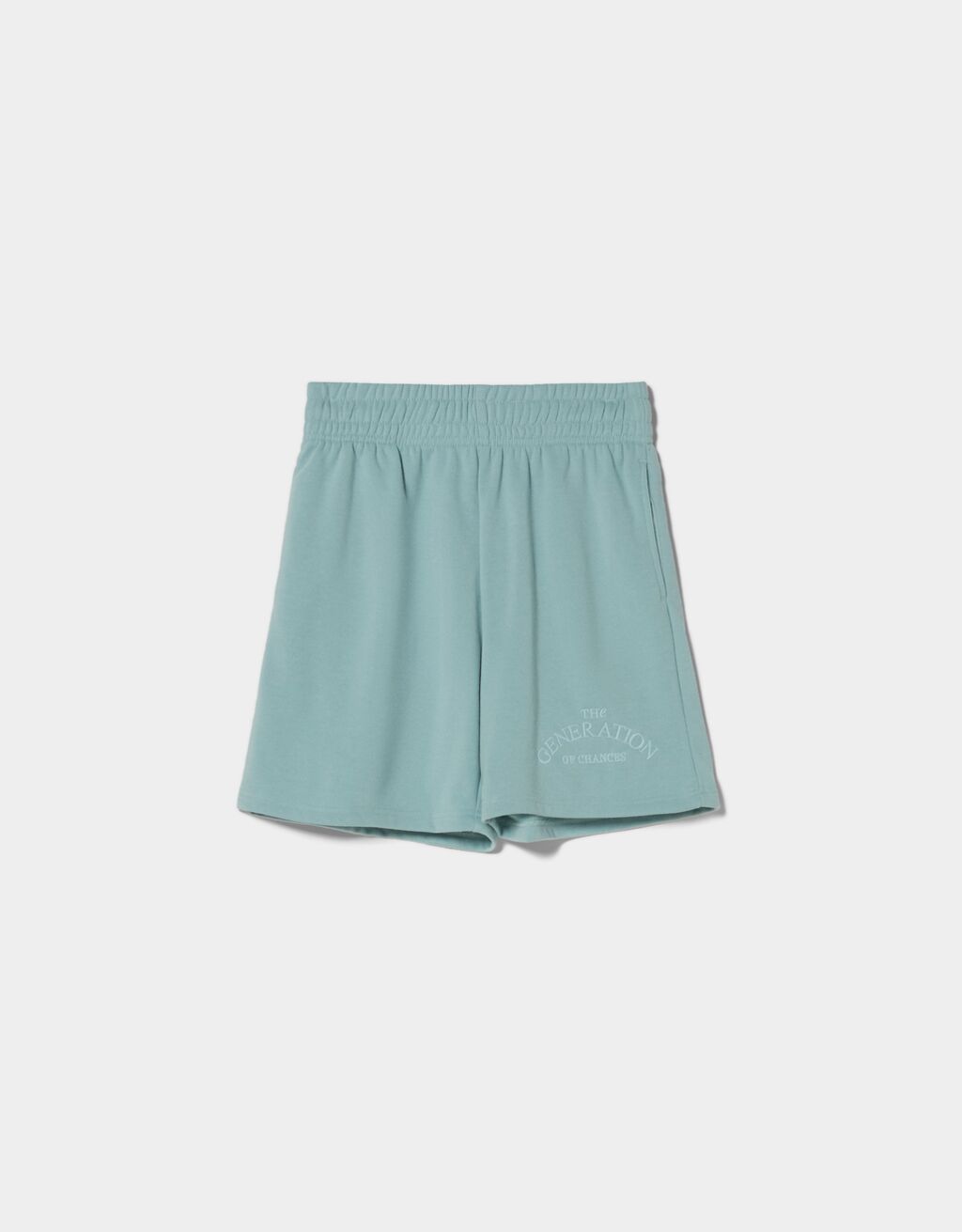 Plush Bermuda shorts with embroidered detail
