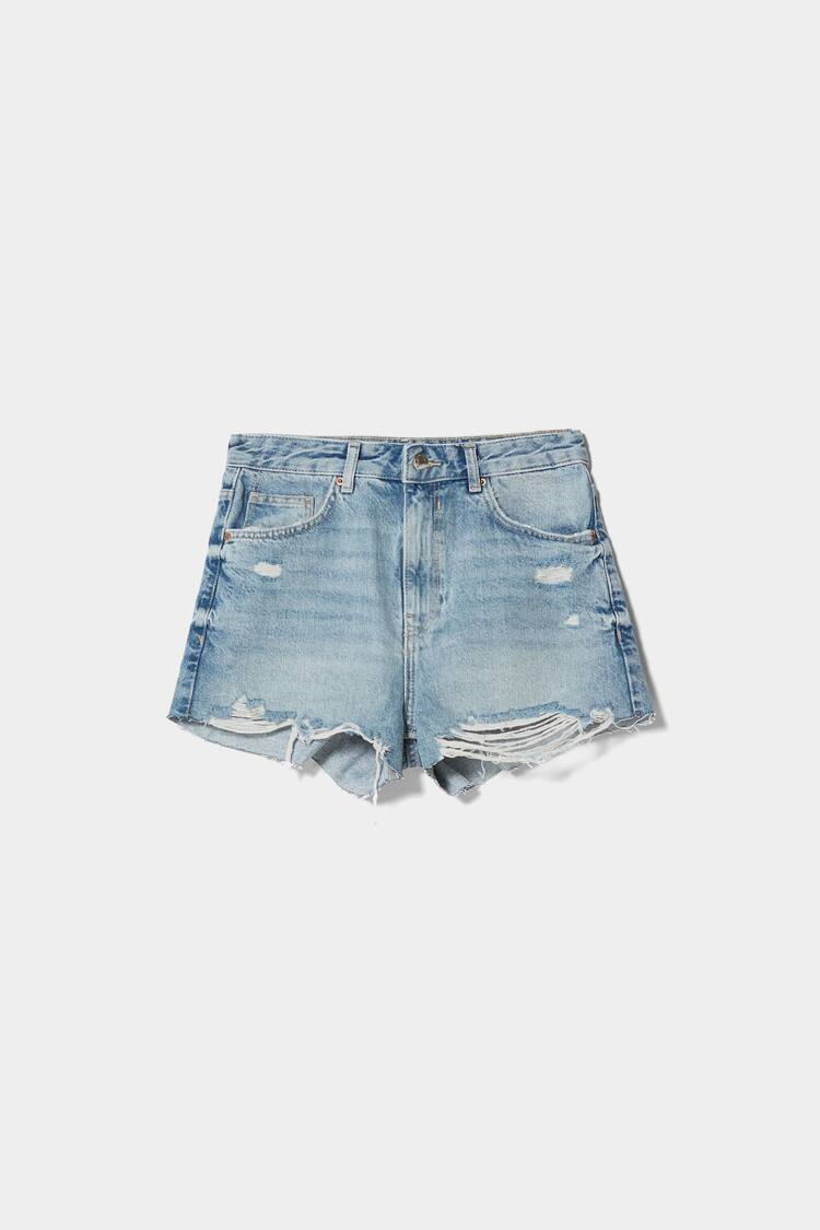 Vintage fade ripped denim shorts