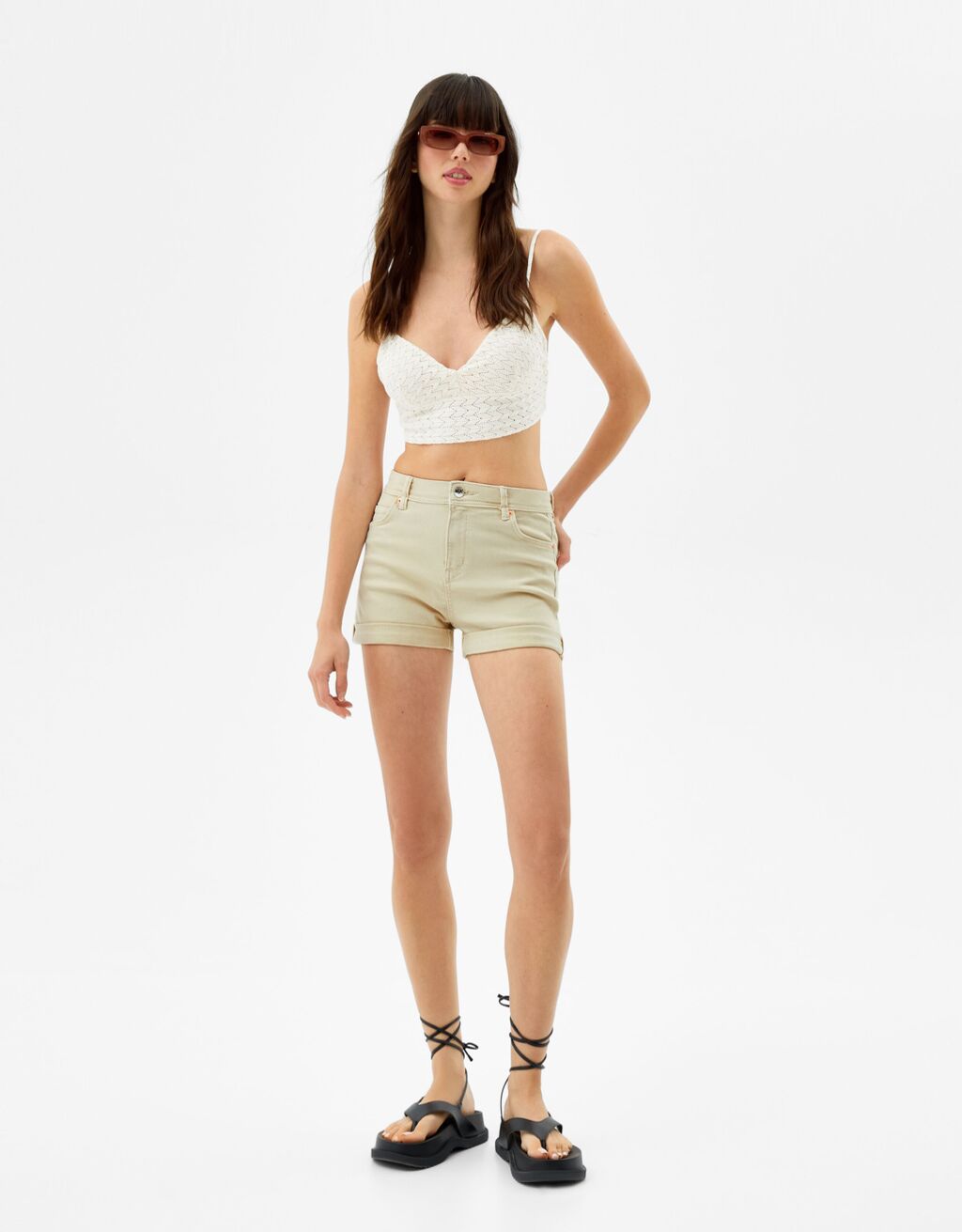Shorts with turn-up hems
