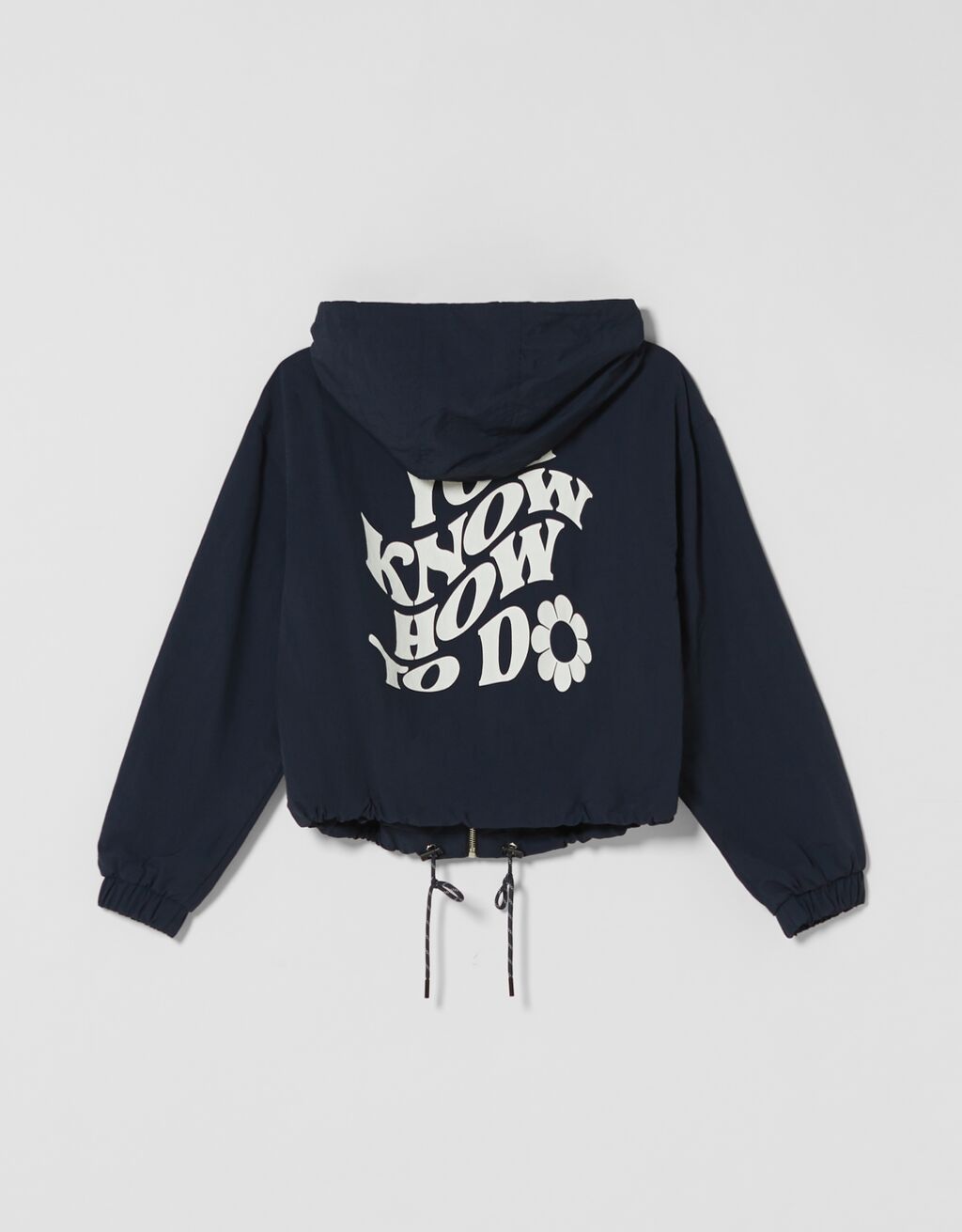 Fine nylon-effect hooded jacket with print