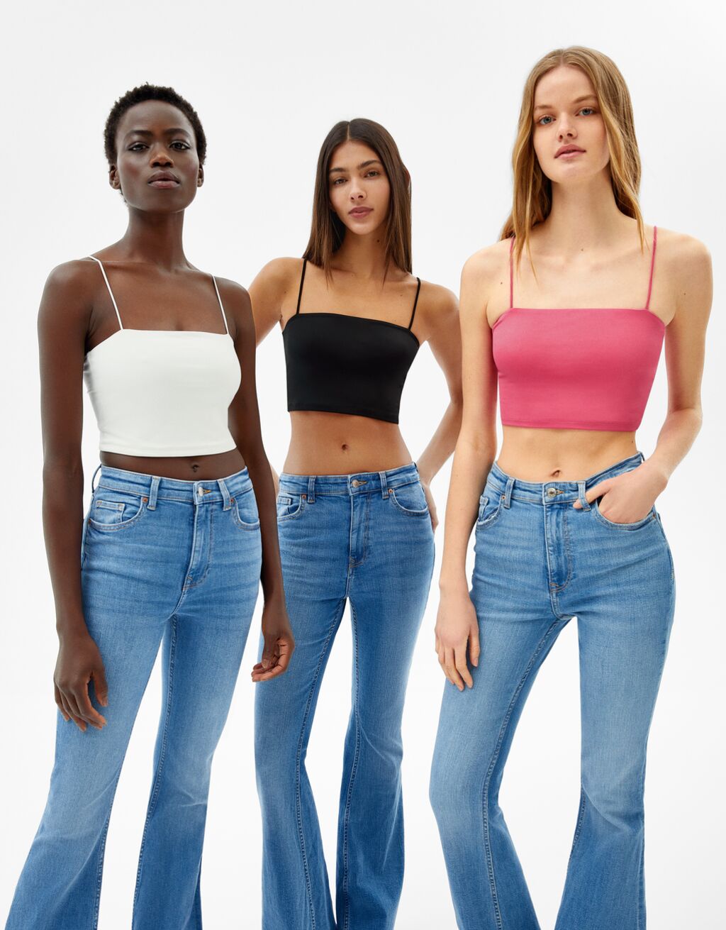 3-pack of strappy crop tops