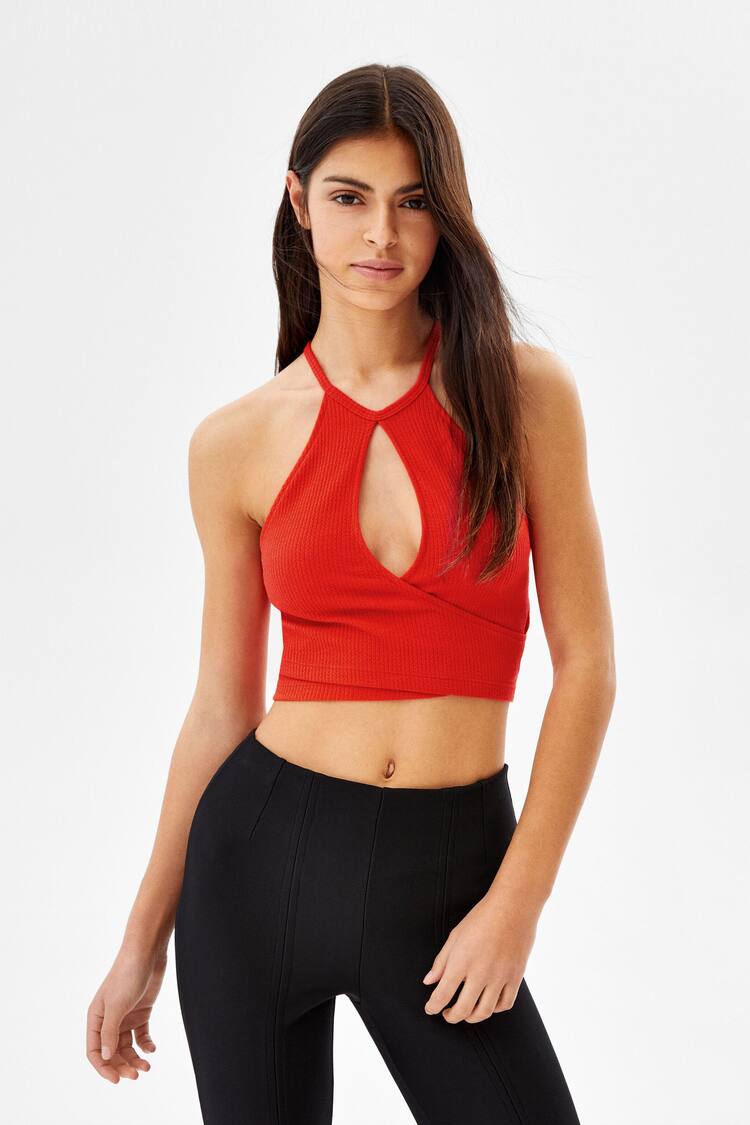 Crossed top with straps