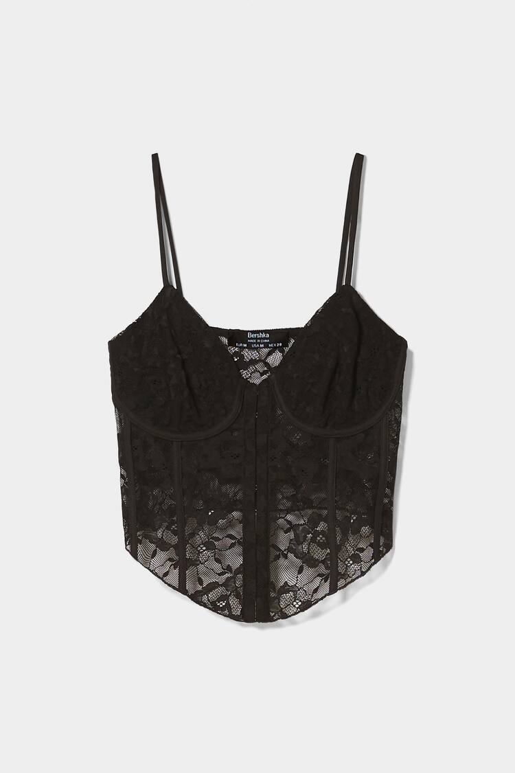 Blonde lace strappy corset top