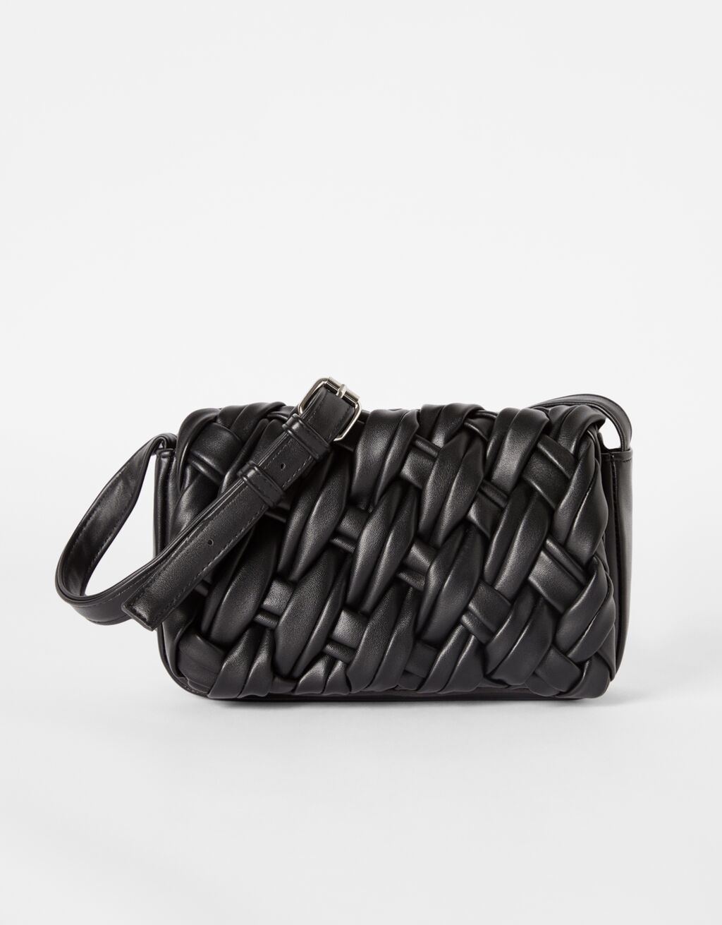 Faux leather braided bag with strap